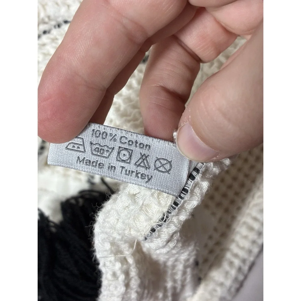 Via Seven 100% Cotton‎ Throw Blanket White Striped 55